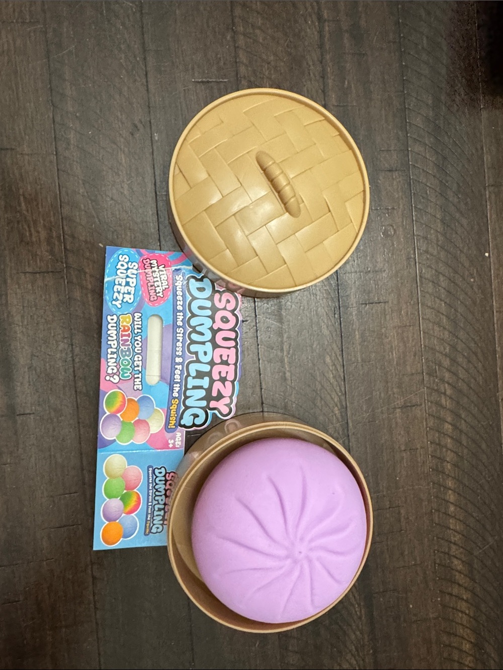 Squeezy Dumpling Squishy Toy - Purple Dumpling in Bamboo Basket